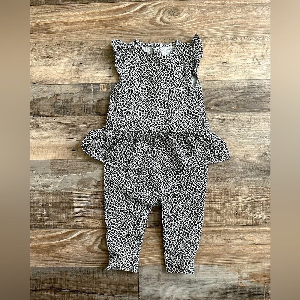 Carter’s baby girl Cheetah Print Pant Jumpsuit 9 Months